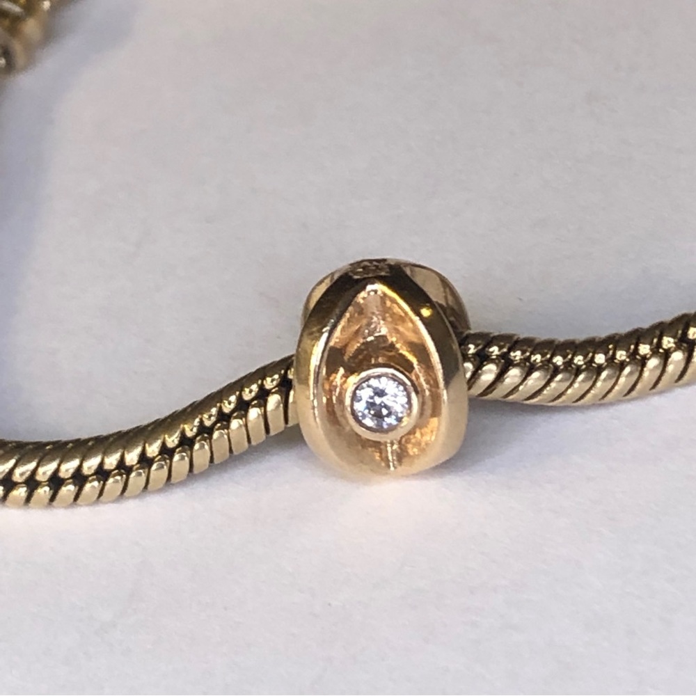 Retired Pandora Solid 14k CZ Eye Charm 585 Ale - Picture 2 of 10